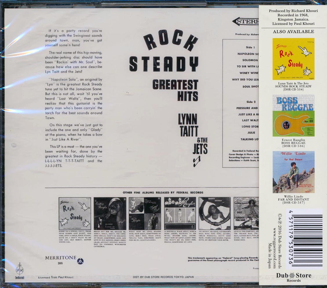 Lynn Taitt & The Jets - Rock Steady: Greatest Hits (Japan) Music CD