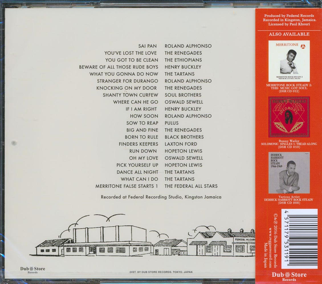Roland Alphonso, Soul Brothers, The Tartans, Hopeton Lewis, Etc. - Merritone Rock Steady 1: Shanty Town Curfew 1966-1967 (Japan) (21 tracks) (incl. large booklet) Music CD