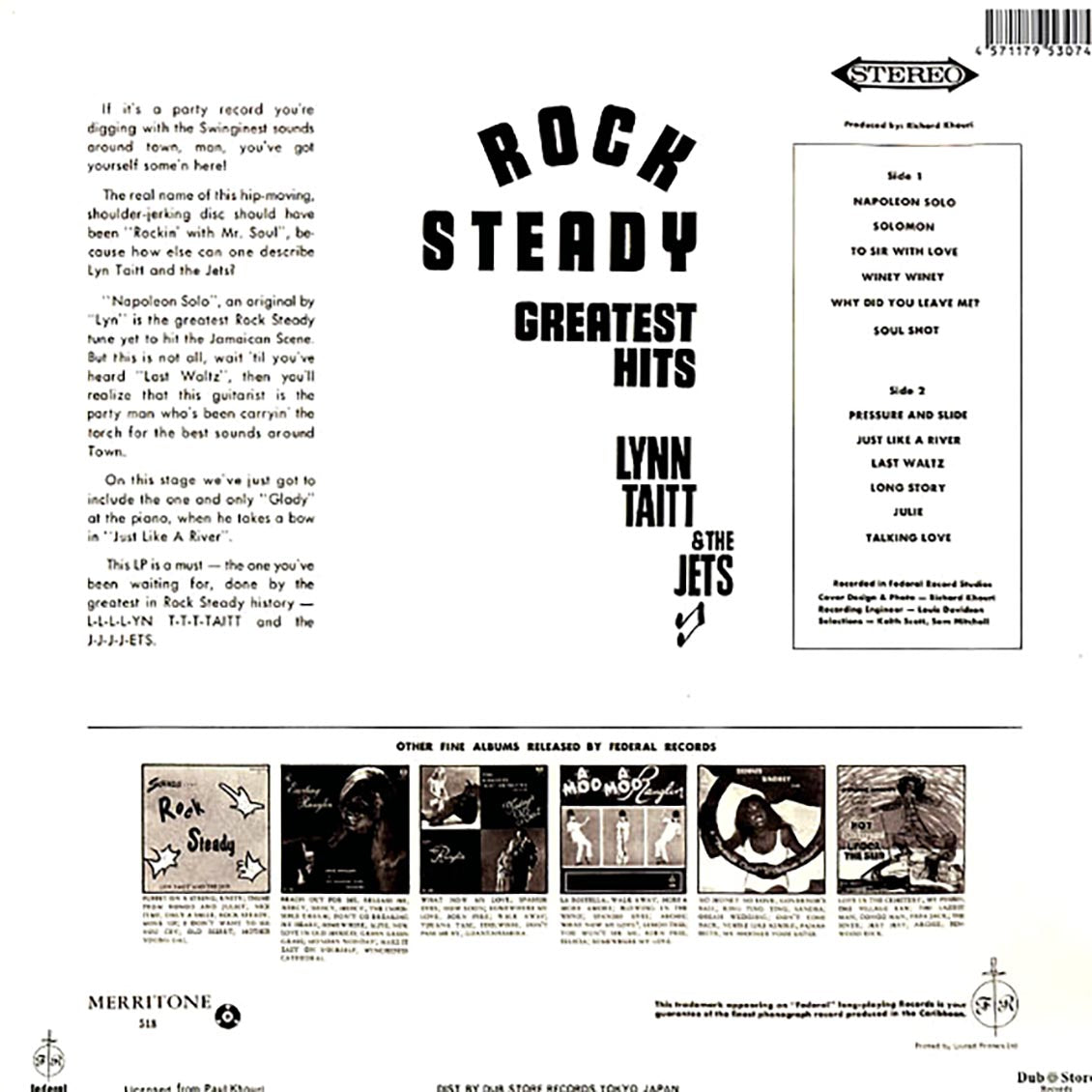 Lynn Taitt & The Jets - Rock Steady: Greatest Hits (Japan) (Japan press) Vinyl Record