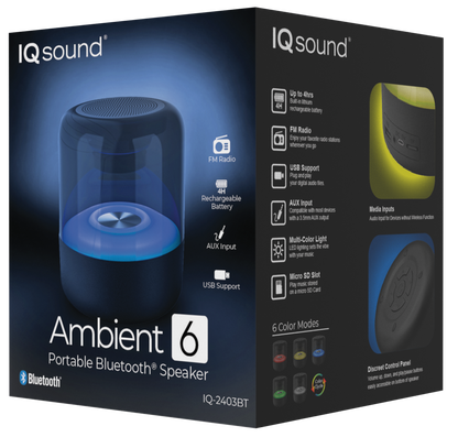 Supersonic Ambient 6" Portable Bluetooth Speaker with FM Radio & 4 Hrs Playtime (IQ-2403BT)