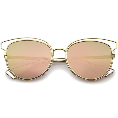 Women's Modern Flat Lens Cat Eye Metal Sunglasses A323