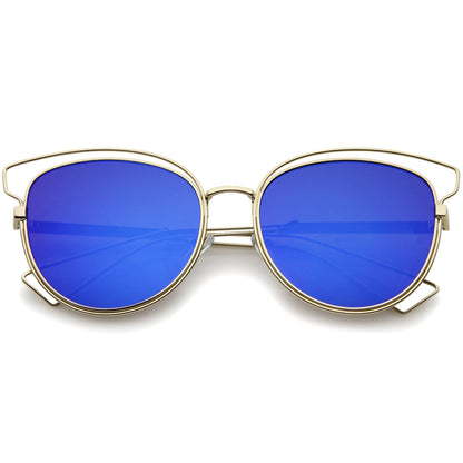 Women's Modern Flat Lens Cat Eye Metal Sunglasses A323