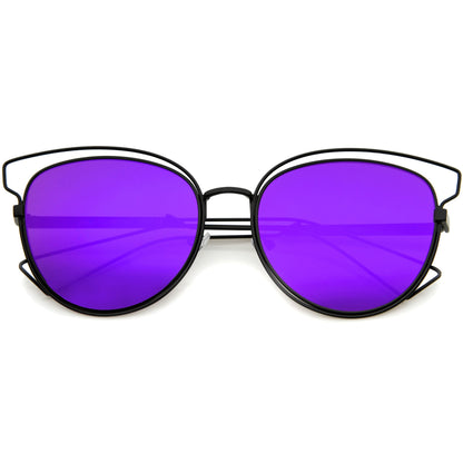 Women's Modern Flat Lens Cat Eye Metal Sunglasses A323