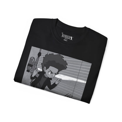 The Boondocks - Huey Packing Heat Black And White Eco Mens T Shirt