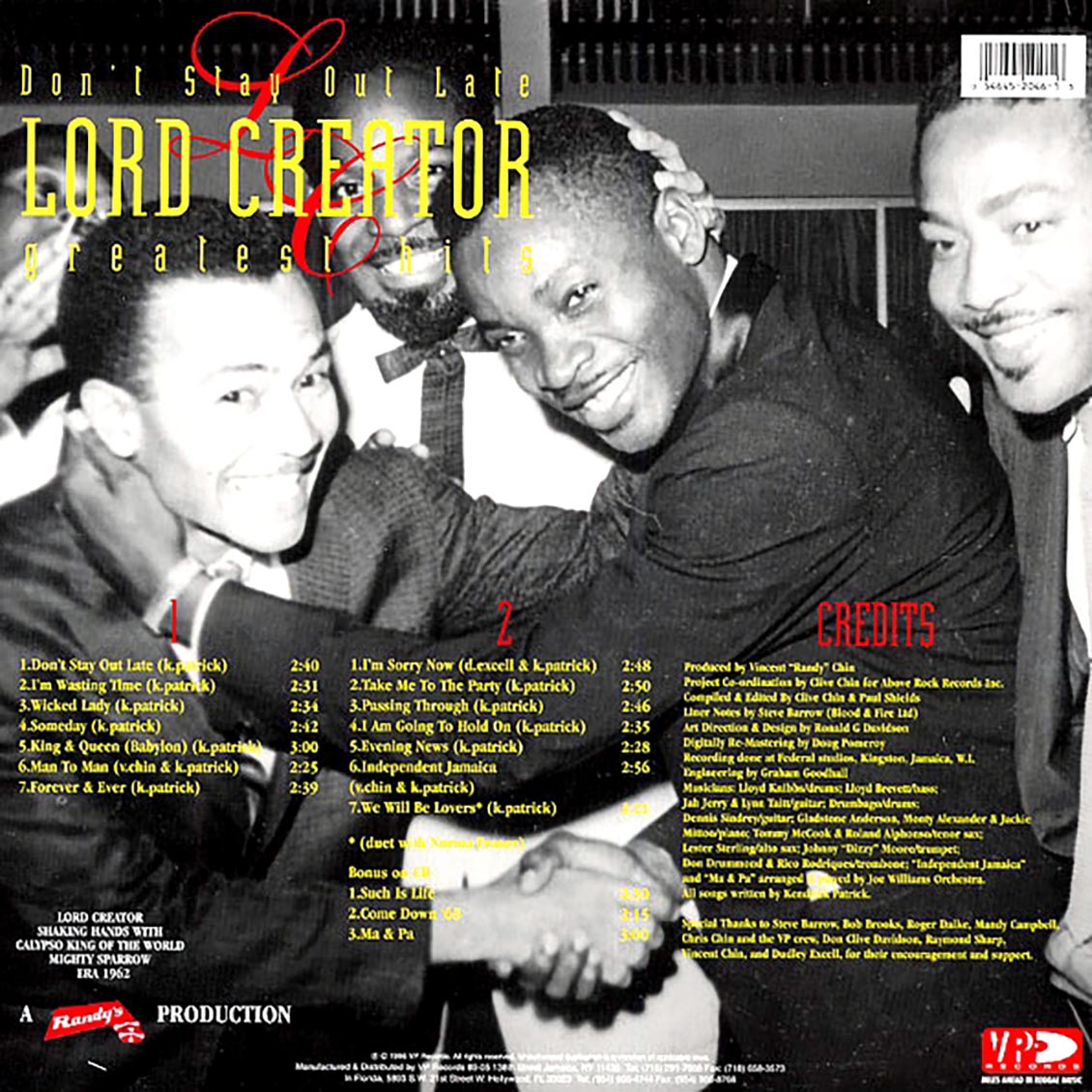 Lord Creator - Greatest Hits: Don't Stay Out Late Vinyl Record