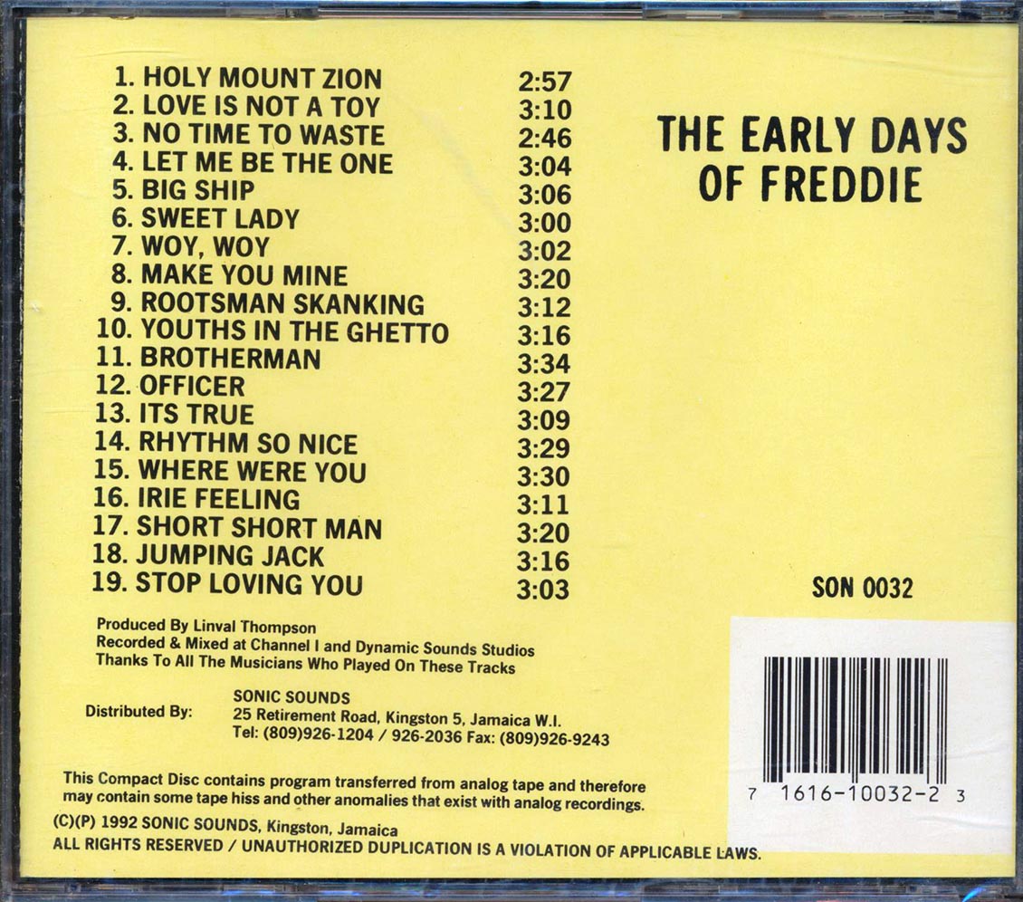Freddie McGregor - Early Days Of Freddie McGregor Music CD
