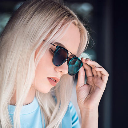 Minimal Wire Inner Rim Flat Color Mirror Lens Sunglasses A361