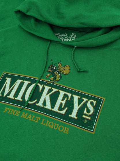 Mickey's Fine Malt Liquor Hornet Logo Hooded Sweatshirt Hoodie Officially Licensed - Kelly Green