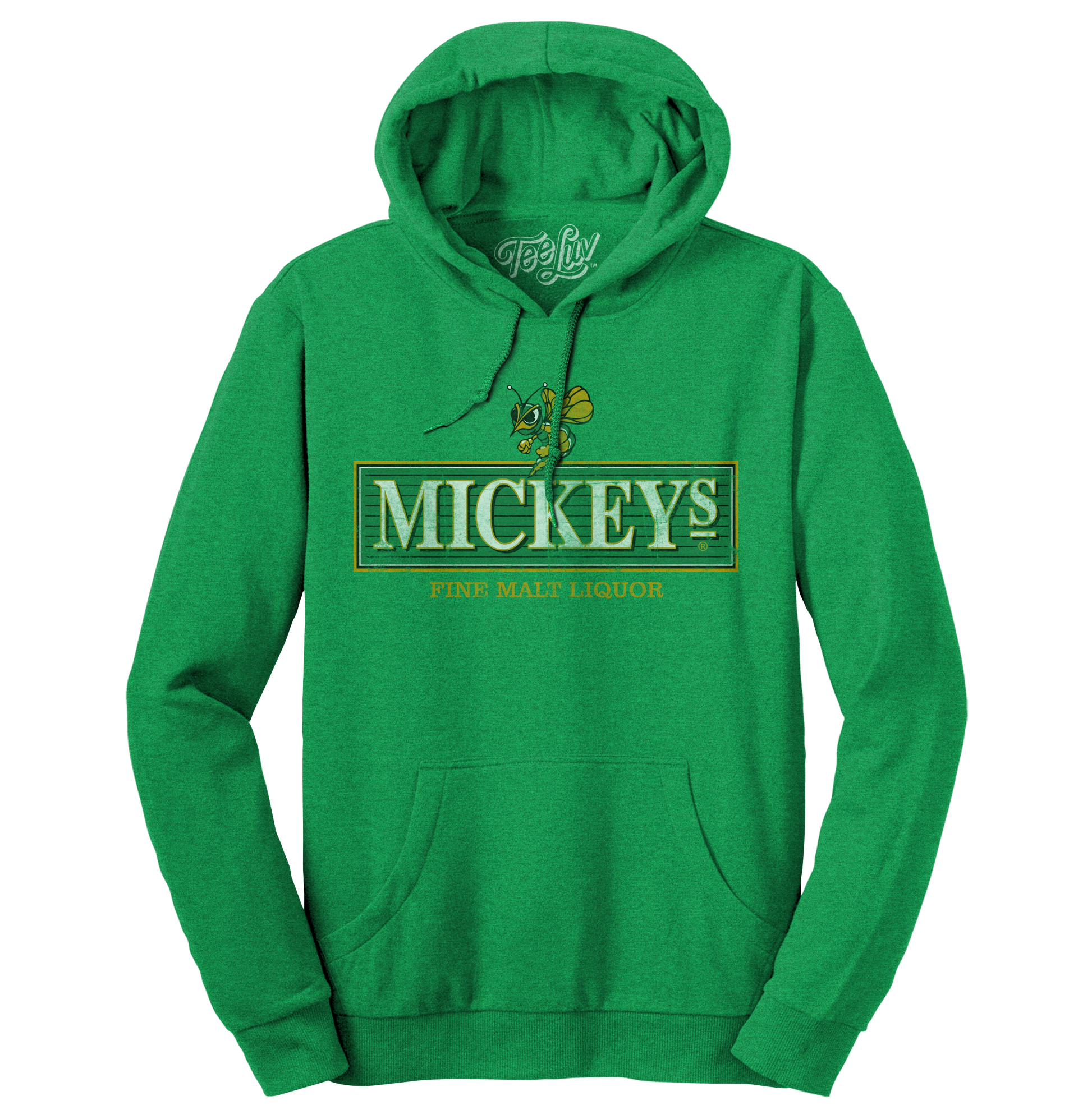Mickey's Fine Malt Liquor Hornet Logo Hooded Sweatshirt Hoodie Officially Licensed - Kelly Green
