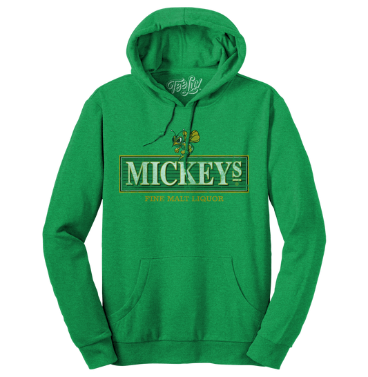 Mickey's Fine Malt Liquor Hornet Logo Hooded Sweatshirt Hoodie Officially Licensed - Kelly Green