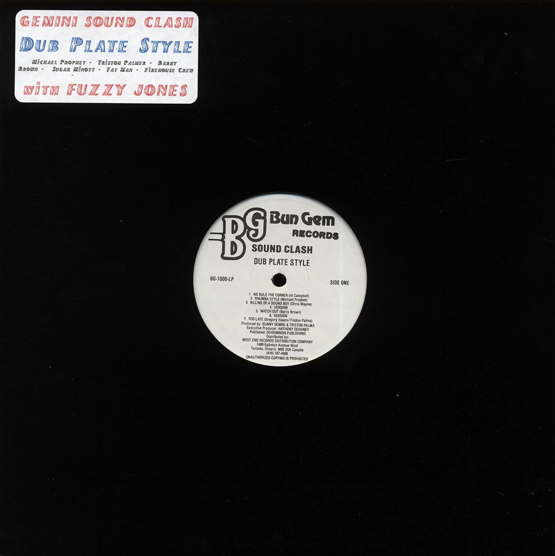 Fuzzy Jones, Michael Prophet, Triston Palmer, Barry Brown, Sugar Minott, Etc. - Gemini Presents Sound Clash Dub Plate Style Vinyl Record