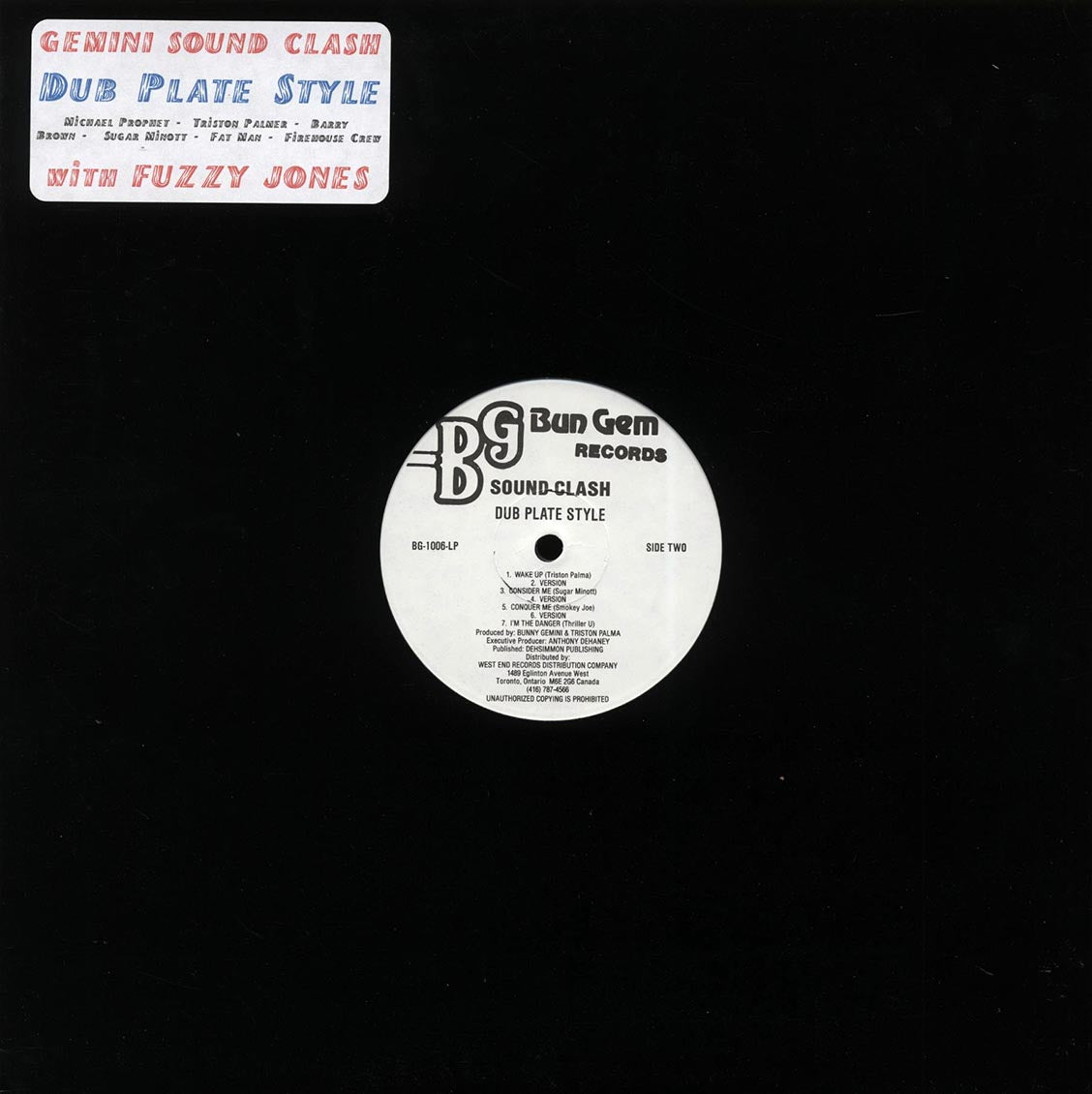 Fuzzy Jones, Michael Prophet, Triston Palmer, Barry Brown, Sugar Minott, Etc. - Gemini Presents Sound Clash Dub Plate Style Vinyl Record