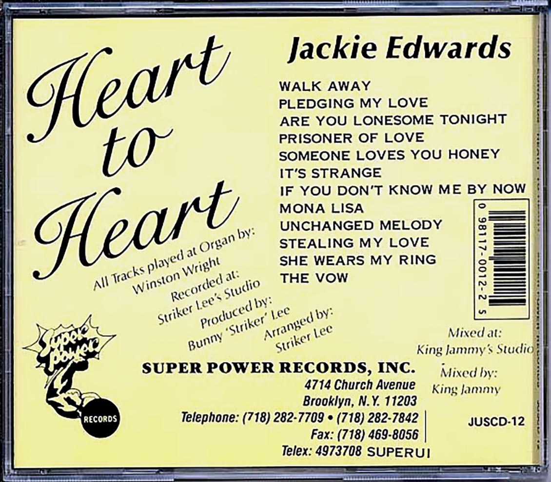 Jackie Edwards - Heart To Heart Music CD
