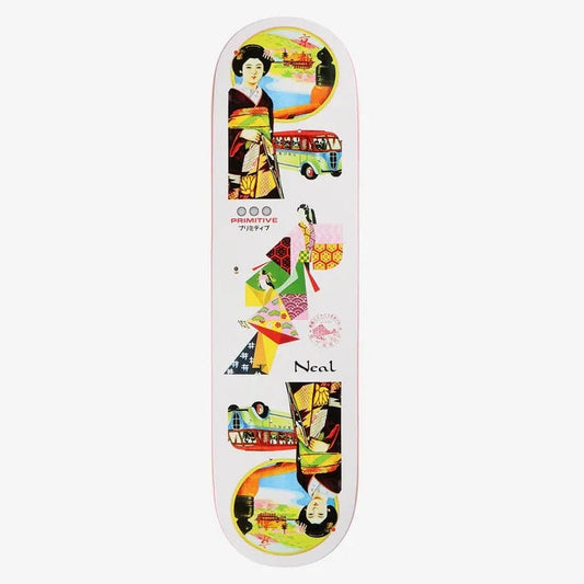 Primitive Neal Far East Skateboard Deck - 8.38ƒ?? White