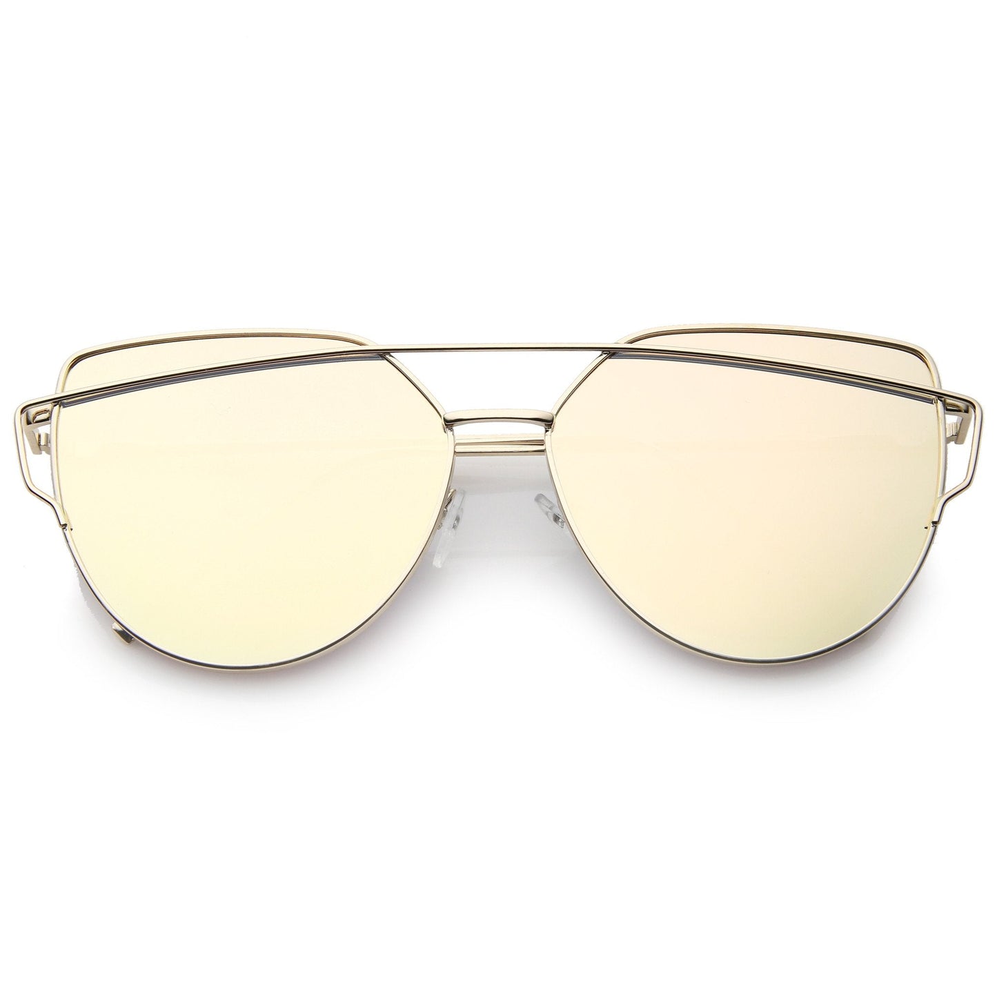 Oversize Thin Cross Brow Mirrored Flat Lens Sunglasses A545