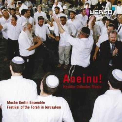 the album cover for Moshe Berlin Ensemble - Aneinu! Hasidic-Orthodox Music From The Festival Of The Torah In Jerusalem