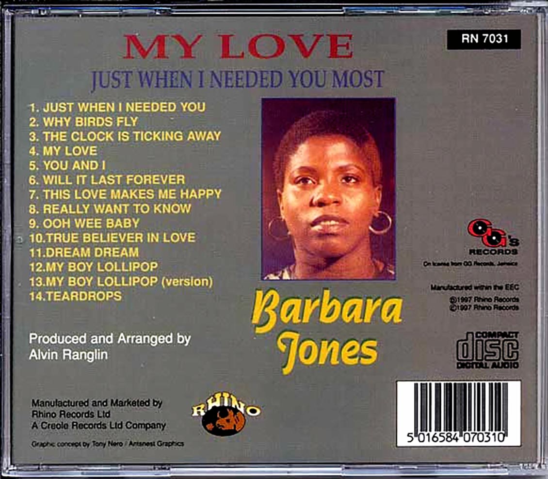 Barbara Jones - My Love: Just When I Needed You Most Music CD
