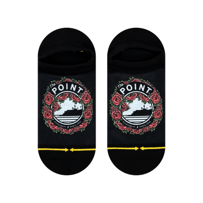 Slidertown The Point Red Roses Adult No Show Socks