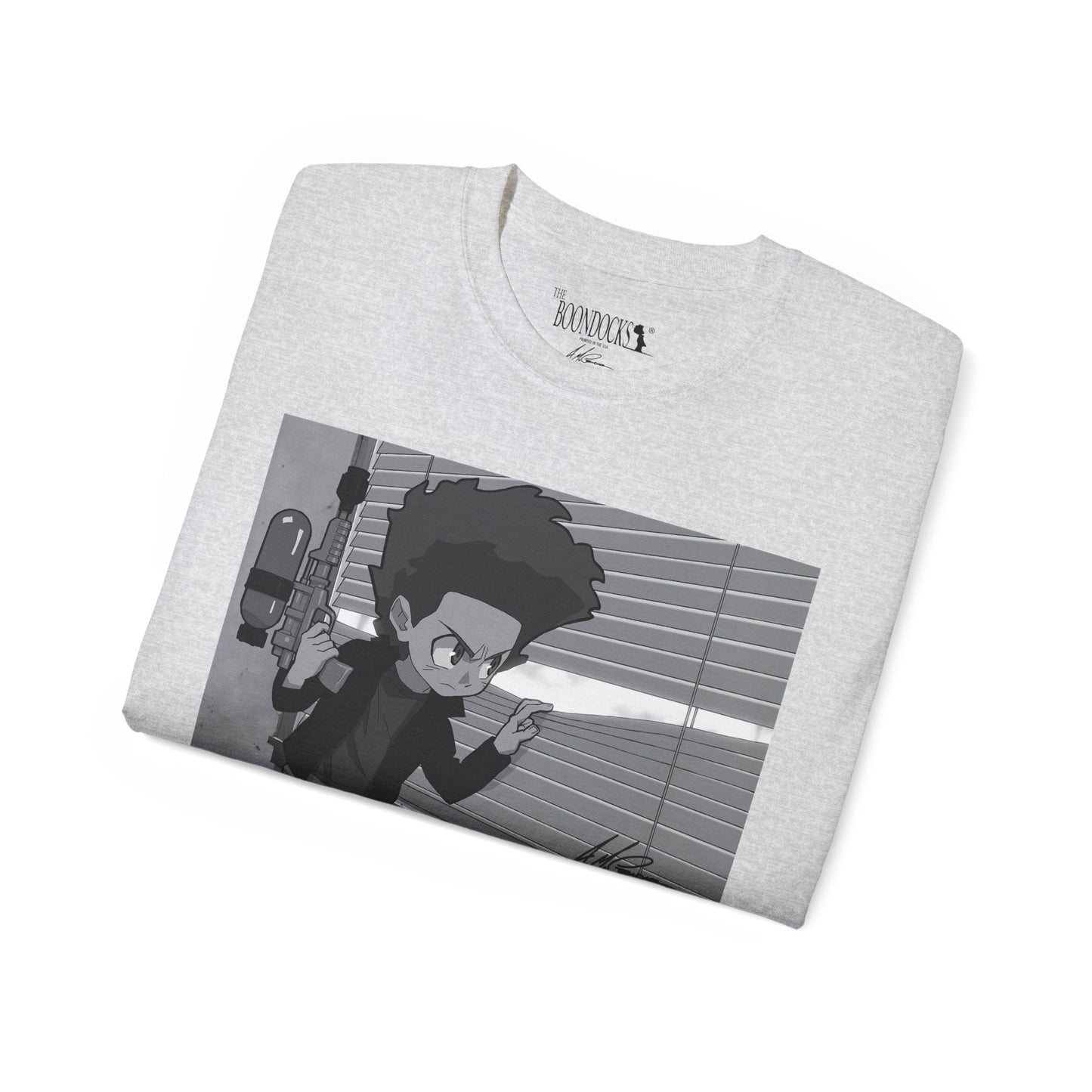 The Boondocks - Huey Packing Heat Black And White Eco Mens T Shirt