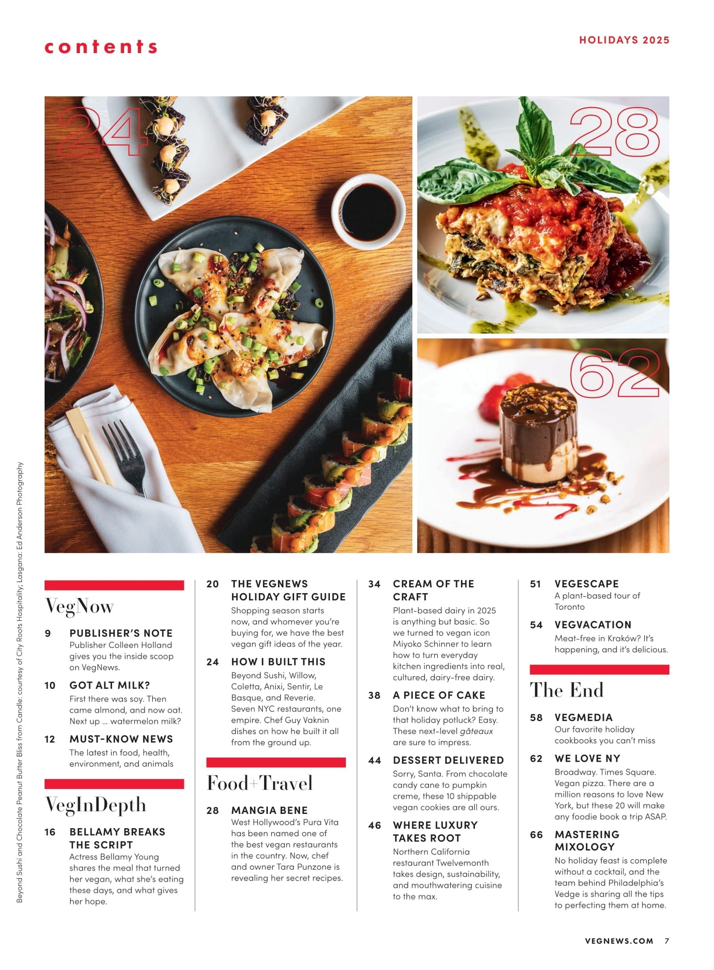 VegNews - Holiday Issue 2025: 50+ Vegan Recipes & Ideas, The VegNews Holiday Gift Guide, Vegan Italian Comfort Food, Bellamy Young’s Vegan Journey, Vegan Icon Miyoko Schinner’s Recipes & More!