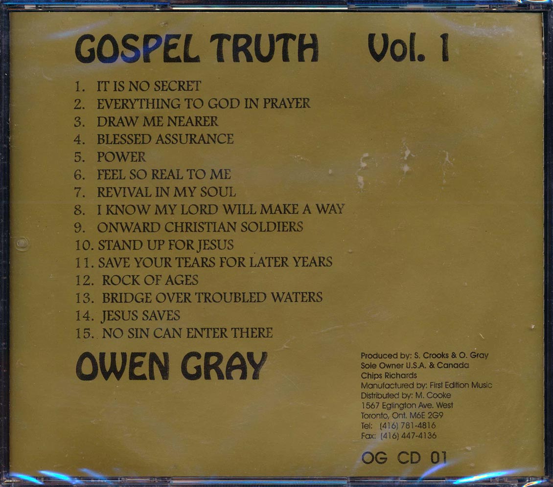 Owen Gray - Gospel Truth Volume 1 Music CD