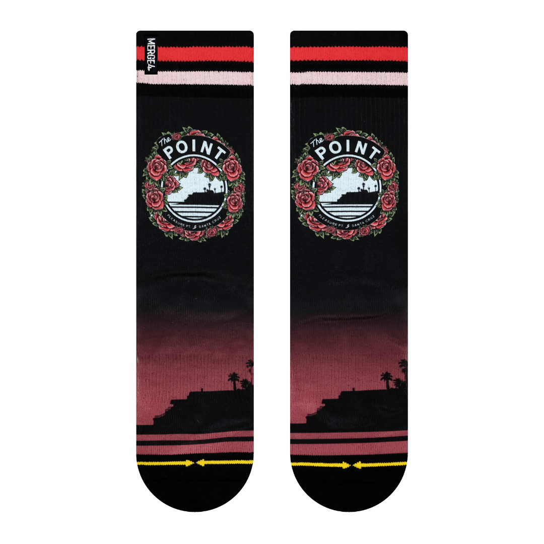 Slidertown The Point Red Roses Adult Crew Socks