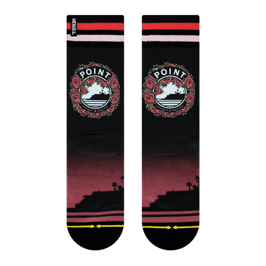 Slidertown The Point Red Roses Adult Crew Socks
