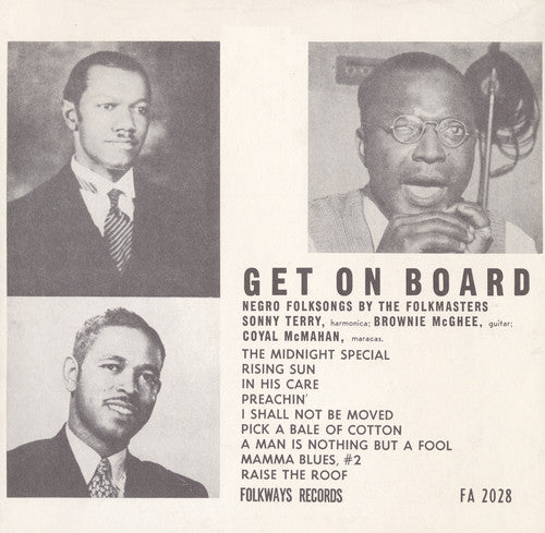 the album cover for Sonny Terry - Get on Board: Negro Folksongs By the Folkmasters