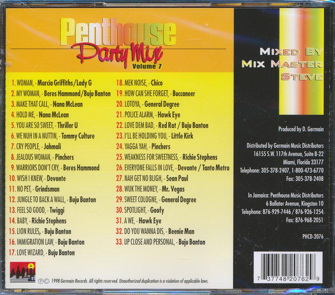 Buju Banton, Beres Hammond, Jahmali, Etc. - Penthouse Party Mix 7 (33 tracks) Music CD