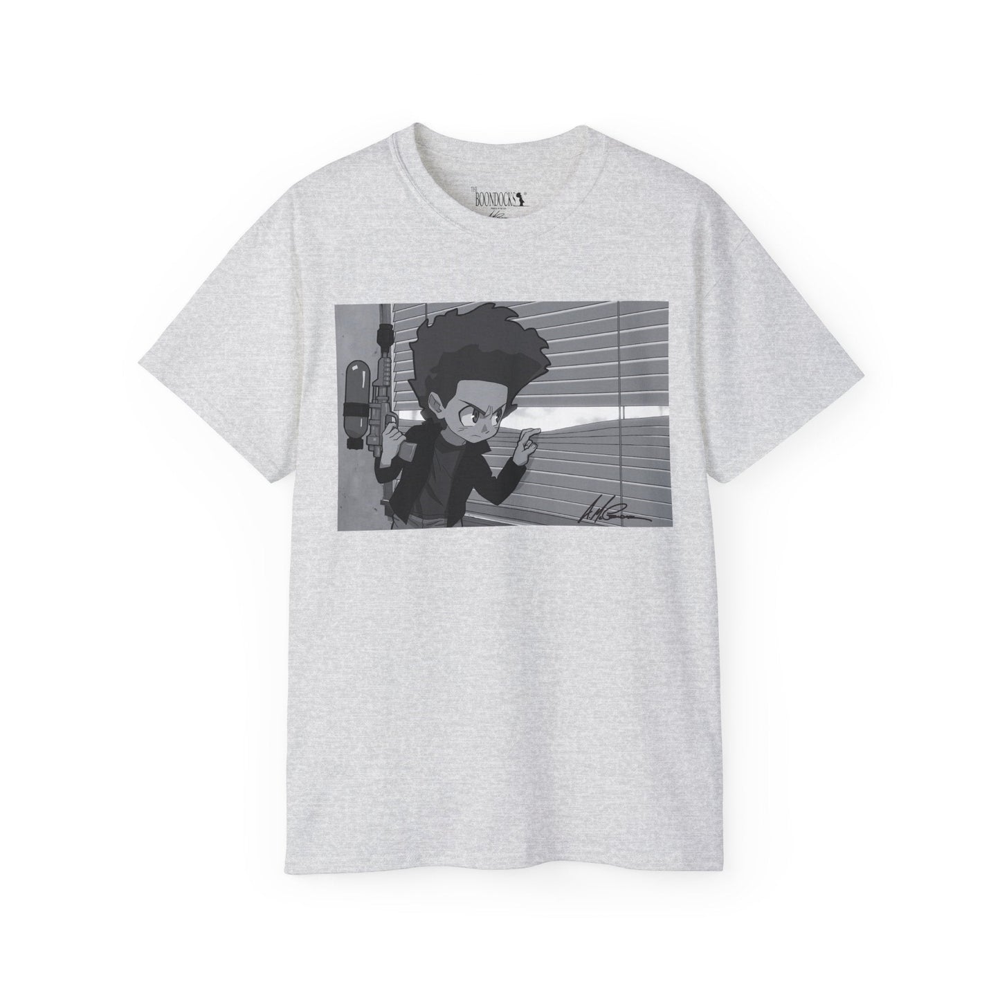 The Boondocks - Huey Packing Heat Black And White Eco Mens T Shirt
