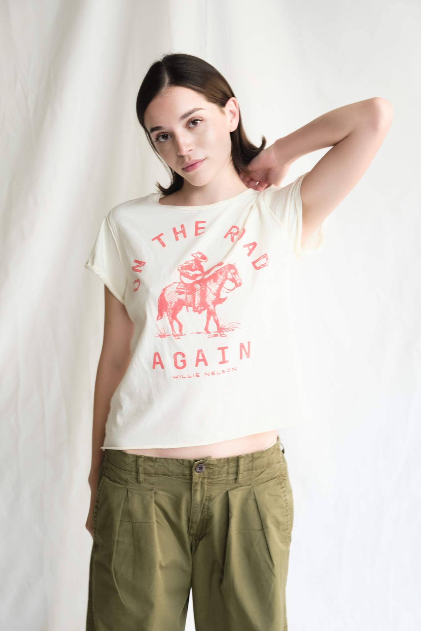 Willie Nelson On The Road Again Womens Tee Shirt