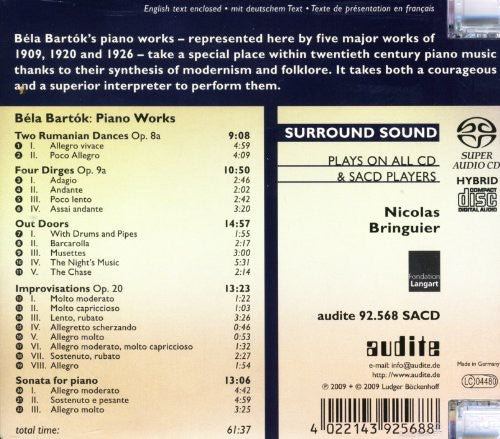 the album cover for B. BARTOK - Works for Piano