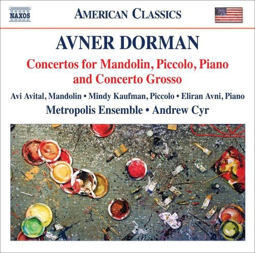 the album cover for Andrew Cyr - Concertos for Mandolin Piccolo Piano & Cto Grosso