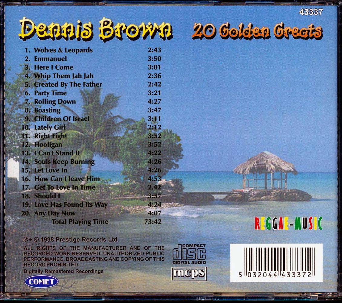 Dennis Brown - 20 Golden Greats (20 tracks) Music CD