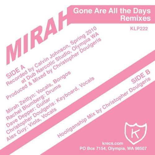 the album cover for Mirah - Gone Are All The Days