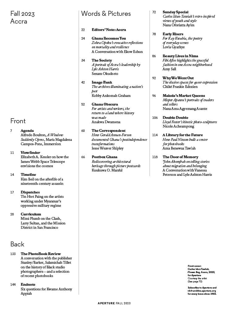 Aperture Magazine Fall 2023 - Accra: Art From Ghana's Capital, Film, Architecture, Textiles, Fashion, Community, History Of Black Studio Photographers, Reviews Of Photobooks & Post-Independence