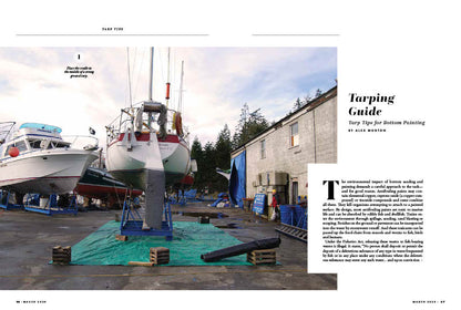 Pacific Yachting - March 2024: Peace & Quiet At Tumbo Island, Tarp Tips For Bottom Painting, Find Your Own Solitude, Keeping It Simple, Wooden Boatbuilding & More!
