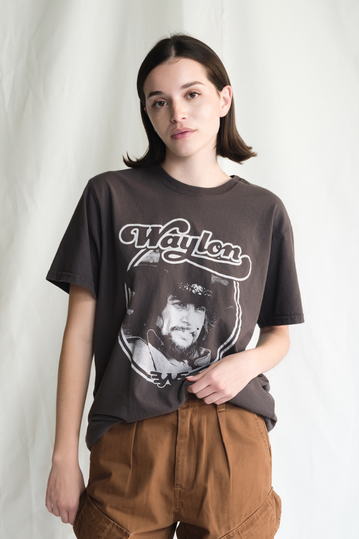 Waylon Jennings Portrait Womens Tee Shirt
