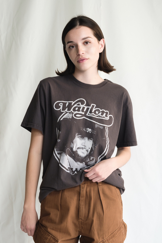 Waylon Jennings Portrait Womens Tee Shirt