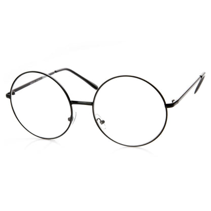 1920's Vintage Era Large Round Metal Clear Lens Glasses