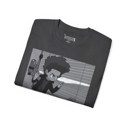 The Boondocks - Huey Packing Heat Black And White Eco Mens T Shirt