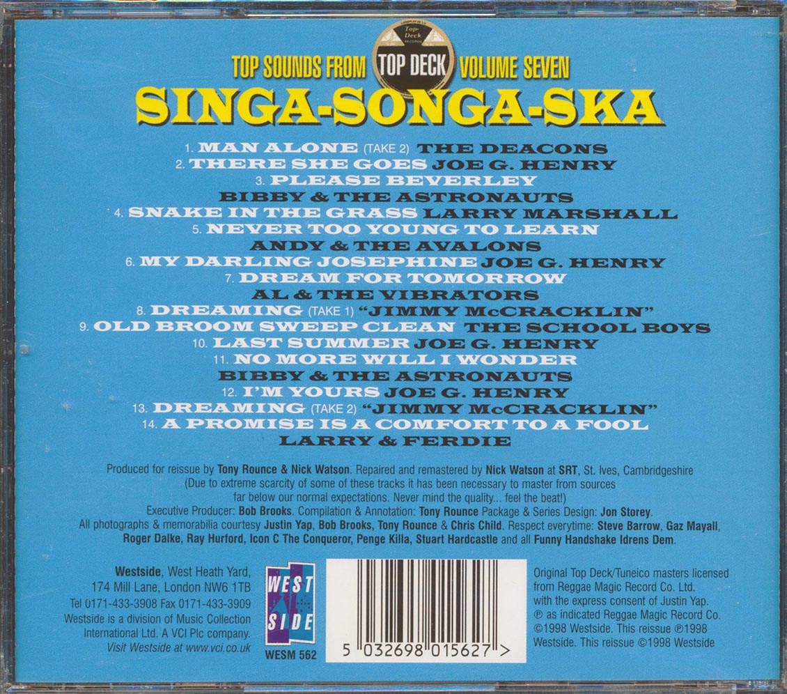 Bibby & The Astronauts, The Deacons, Larry Marshall, Etc. - Singa Songa Ska: Top Sounds From Top Deck #7 Music CD
