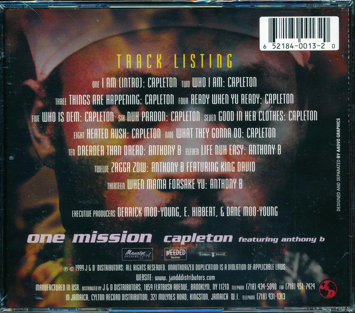 Capleton Anthony B One Mission Music CD