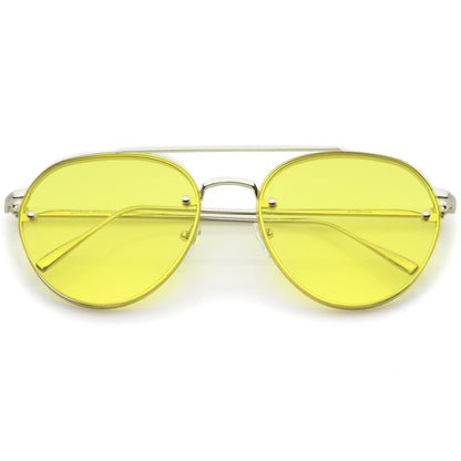 Retro Modern Rimless Flat Color Lens Aviator Sunglasses A826