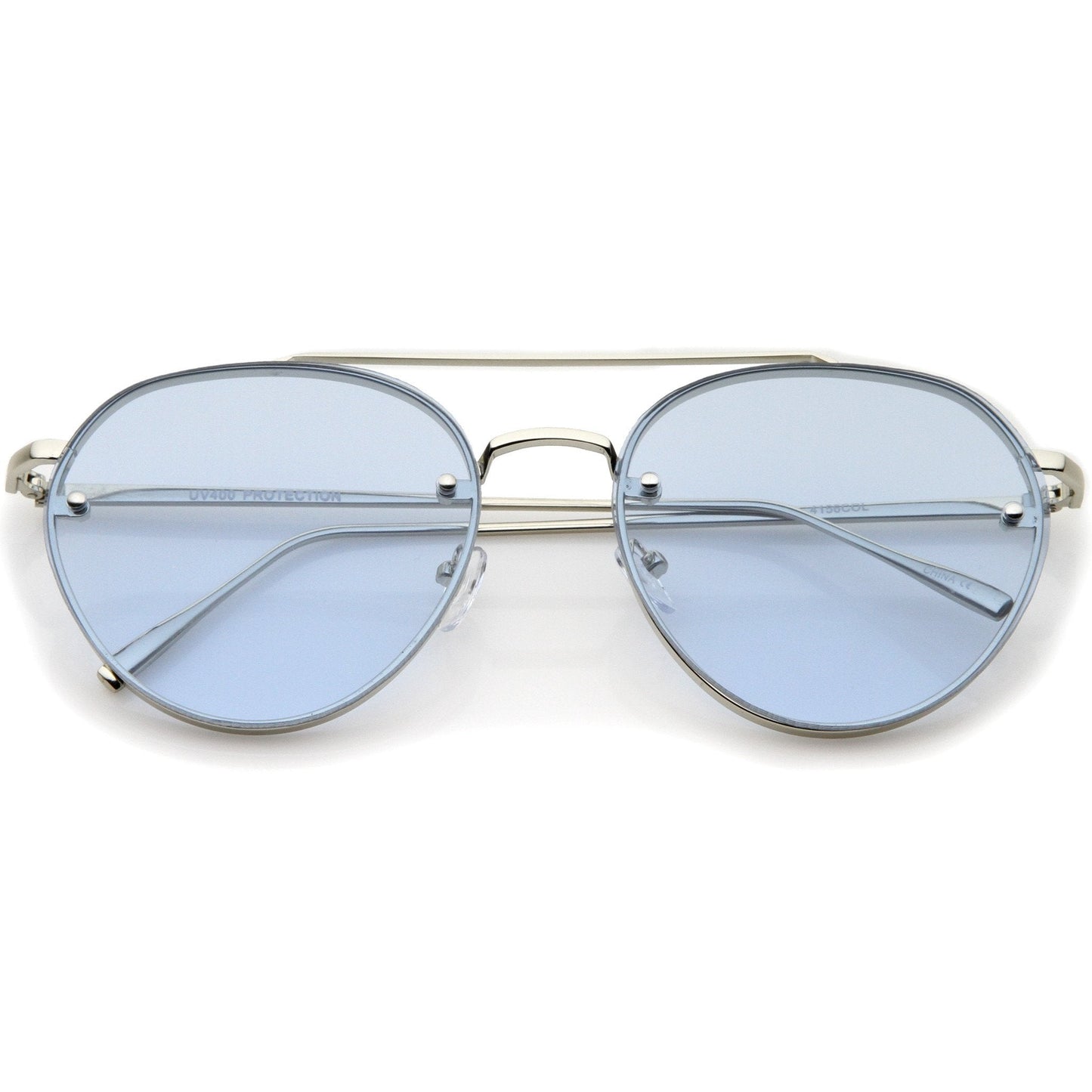 Retro Modern Rimless Flat Color Lens Aviator Sunglasses A826