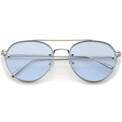 Retro Modern Rimless Flat Color Lens Aviator Sunglasses A826