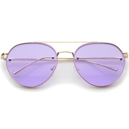 Retro Modern Rimless Flat Color Lens Aviator Sunglasses A826