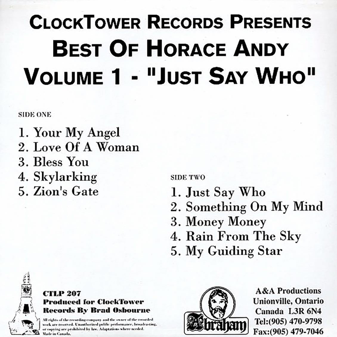 Horace Andy - Best Of Volume 1: Just Say Who Vinyl Record