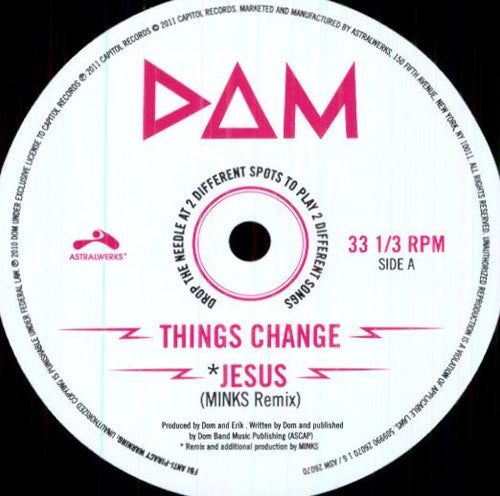 the album cover for Dom - Things Change / Jesus