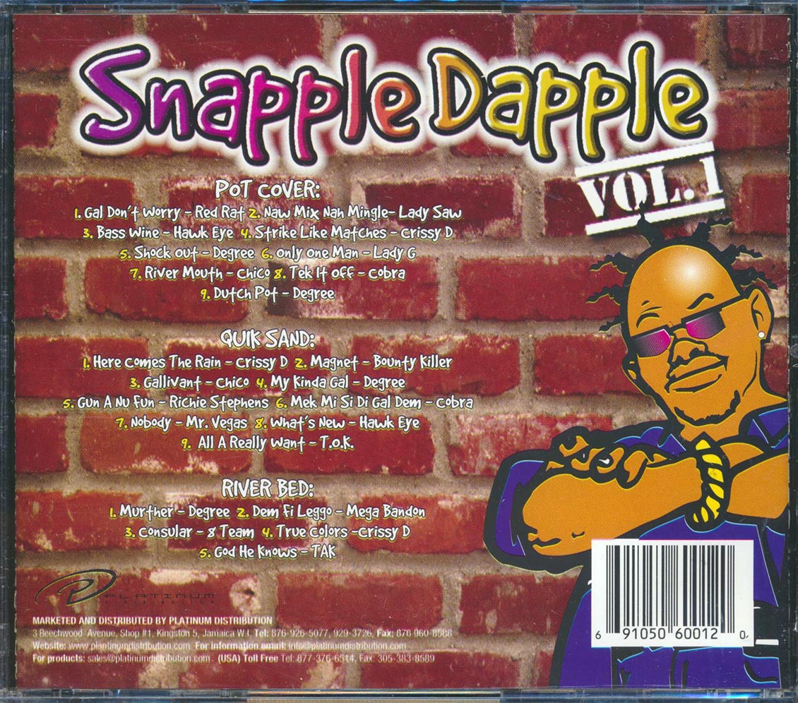 Bounty Killer, TOK, Degree, Etc. - Snapple Dapple Volume 1 (Pot Cover, Quick Sand, River Bed Rhythms) (23 tracks) Music CD